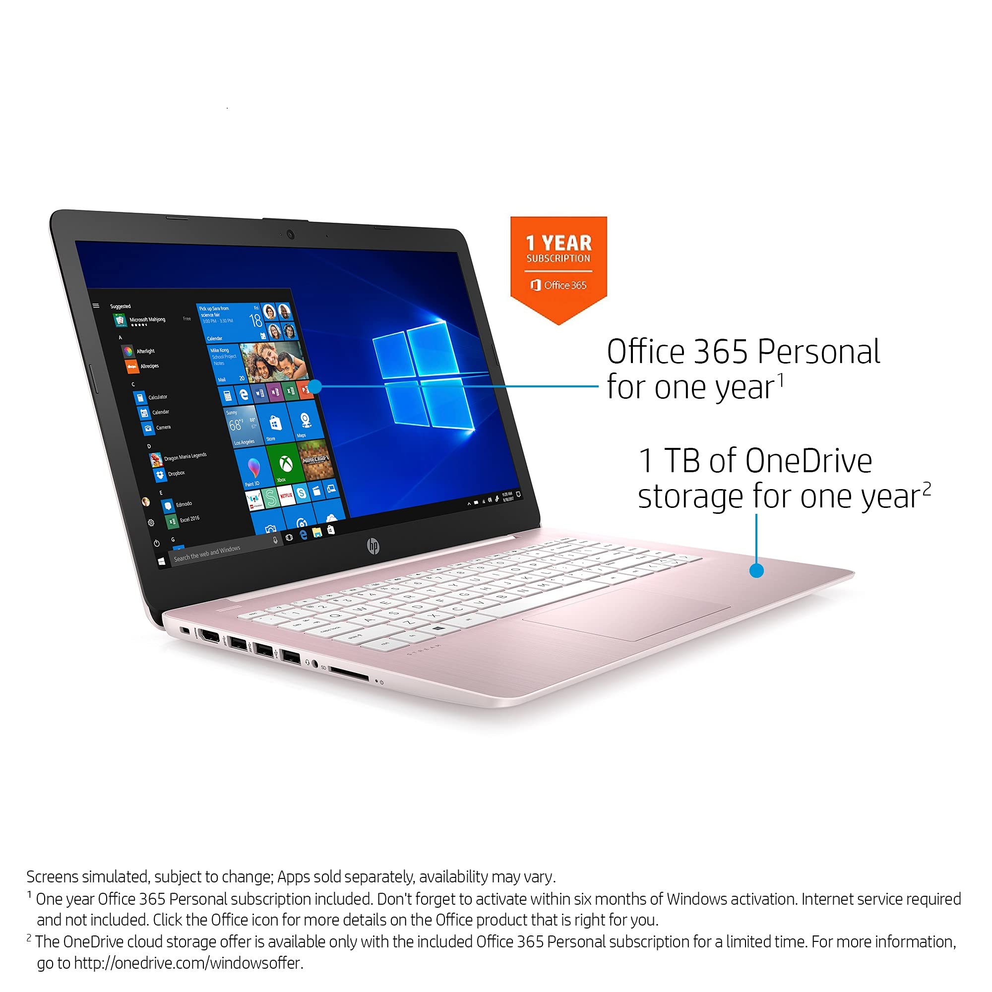 2021 Hp Stream 14 Inch Laptop, Intel Celeron N4020 Processor, 4Gb Ram, 64Gb Emmc, Wifi, Bluetooth, Webcam, Hdmi, Windows 10 S Wi